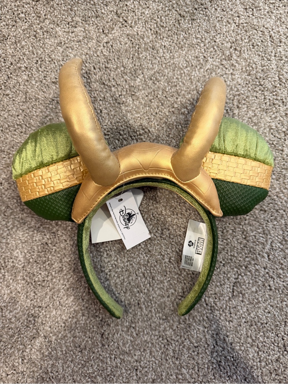 Disney Loki Horns Ear Headband in Green and Gold NWT